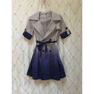 Lavender Indigo Blue Purple Trench Shirt Dress XS